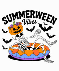 Cute Summerween Ghost Funny Beach Halloween Lover