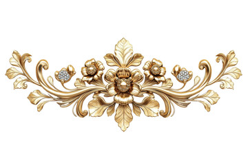 Golden floral ornament with elegant leaves and delicate flowers, perfect for adding a touch of sophistication and luxury to any design project