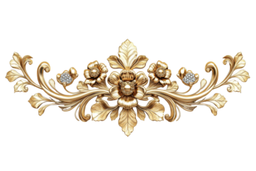 Golden floral ornament with elegant leaves and delicate flowers, perfect for adding a touch of sophistication and luxury to any design project