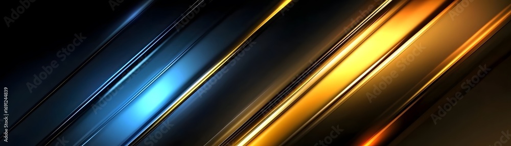 Poster diagonal lines of vibrant blue and gold create a dynamic and striking abstract design.