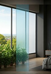 Fototapeta premium Modern room with frosted glass divider