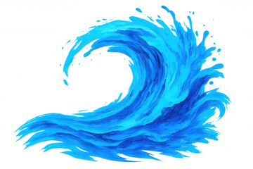Vibrant blue wave crashing, generating dynamic motion with transparent backdrop and fluid energy