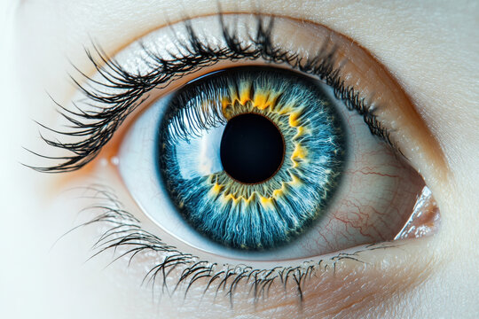 Eye icon isolated on white background; human vision, look, view and surveillance symbol