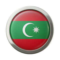 Fototapeta premium 3D Render Glossy Metallic Button Featuring Turkmenistan Flag in Circular Frame on Transparent Background