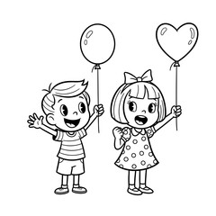 Happy Children with Balloons, Ready to Celebrate