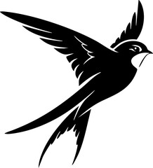 Elegant silhouette of a swallow in flight, graceful and free, symbolizing hope and new beginnings