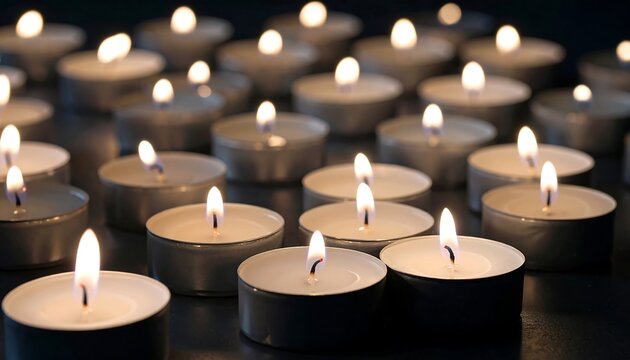 Many small candles burning brightly