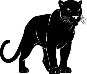 Obraz premium Powerful black panther illustration staring intently, a symbol of strength and agility, wildlife