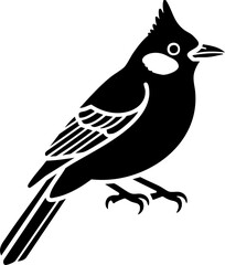 Elegant black bird silhouette with crested head perched gracefully, symbolizing freedom and nature's beauty.