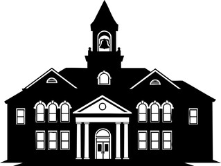 Iconic historic school building silhouette creating timeless educational ambiance for design projects