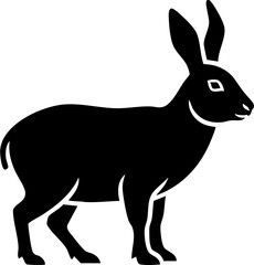 Elegant black hare silhouette poised for action, symbolizing speed and nature's grace.