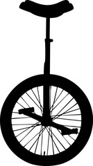 Dynamic silhouette of a unicycle ready for performance, showcasing balance and skill in a clean, modern style. © Ali