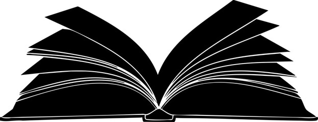 Open book with pages fanned out, symbolizing knowledge, learning, and discovery