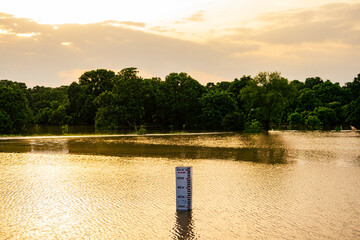 Wall Marking the Rising Floodwater Level