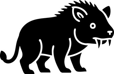 Fototapeta premium Fierce prehistoric predator silhouette in bold black, ready for educational or design projects.