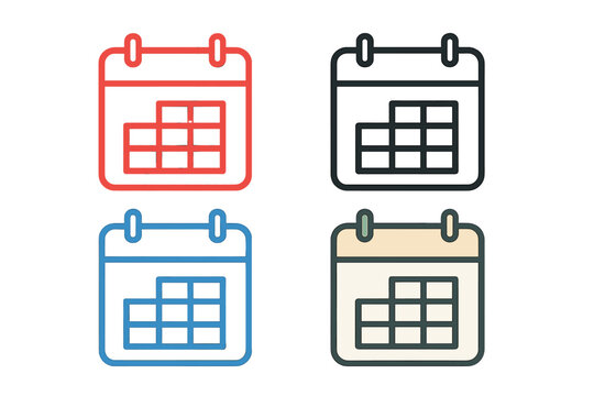 A flat‑style calendar icon set, ideal for web and mobile interfaces, featuring a minimalist design that's perfect for planners, schedulers, and productivity apps - Powered by Adobe