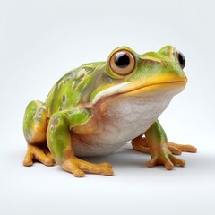 Obraz premium A green frog with yellow spots on its face