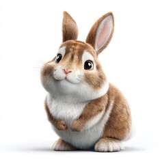 Fototapeta premium A rabbit is sitting on a white background