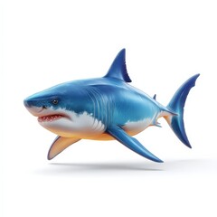 Obraz premium A blue and white shark is swimming in the ocean