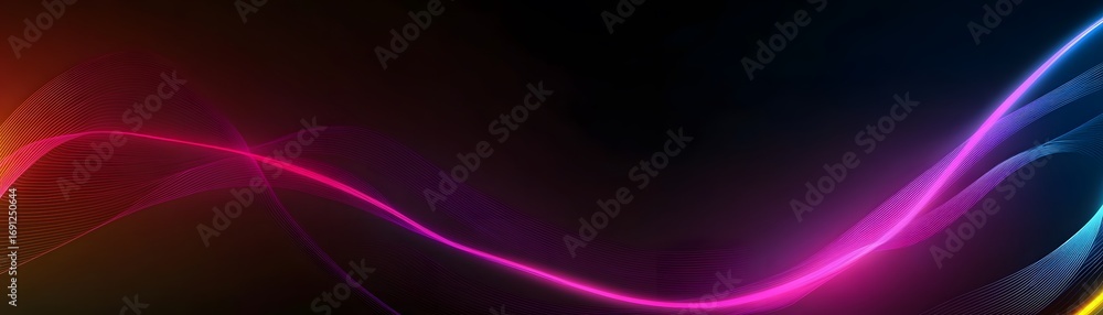 Poster vibrant, flowing lines of glowing color create a dynamic abstract design.