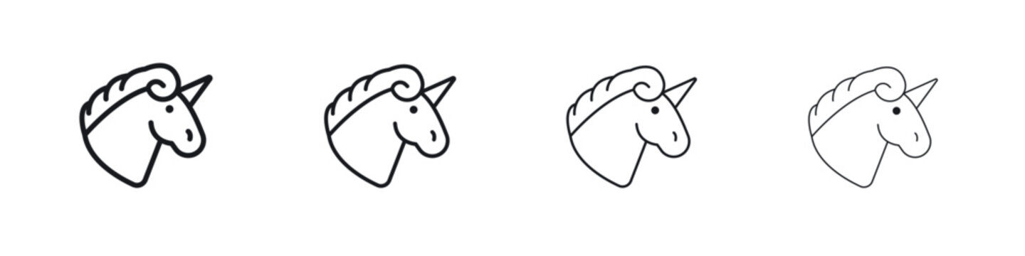 Unicorn icon simple vector line art symbol