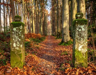 . Forest Gateposts with Lichens Ai