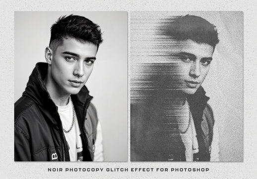 Noir Photocopy Glitch Effect for Photoshop 