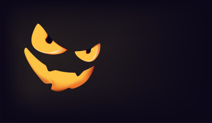 Halloween background with spooky eyes and copy space for text. All Saints' Day, halloween post for event. Jack O Lantern