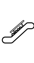 Obraz premium A simple black and white line drawing of an escalator moving upwards.
