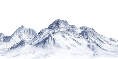Snow covered mountain range peaks isolated on a transparent background mountains 1