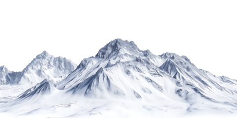 Snow covered mountain range peaks isolated on a transparent background mountains 1