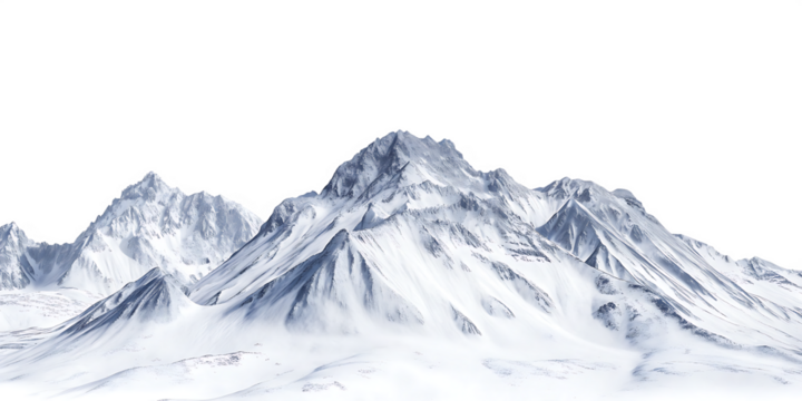 Snow covered mountain range peaks isolated on a transparent background mountains 1