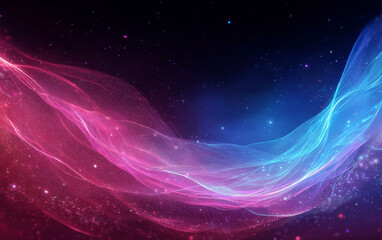 Fototapeta premium Vibrant colorful abstract waves with cosmic starry background