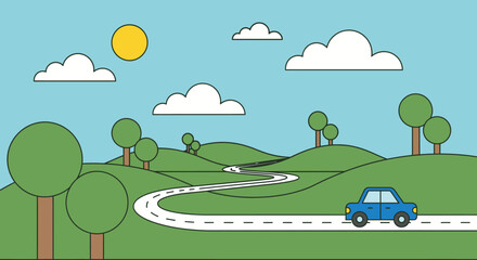 summer landscape with trees