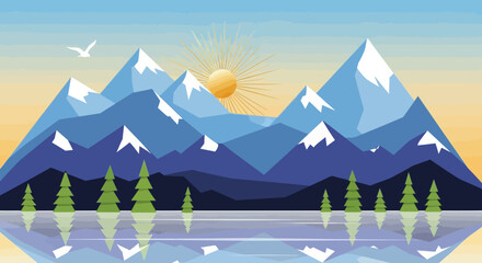 winter landscape with mountains 