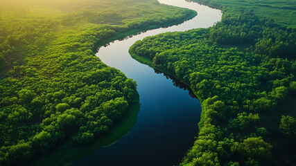 River landscape, natural landscape, sunset, sunrise, greenery