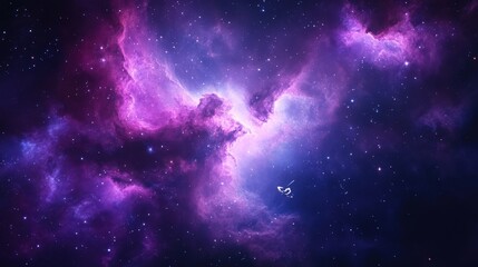 Fototapeta premium Stunning cosmic nebula in vibrant purple hues, showcasing the beauty of the universe and its endless mysteries.