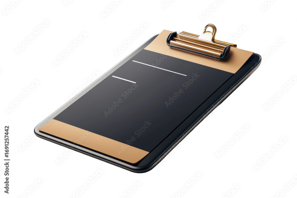 Poster Red clipboard with blank white paper on transparent background; ideal for notes and lists