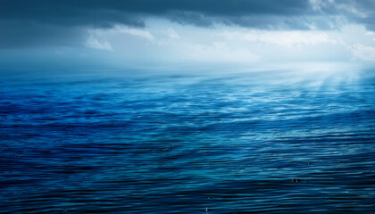 Surreal Aquatic Vista Portraying Deep Ocean Layers With A Hazy Atmosphere