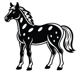 Obraz premium Black horse vector illustration running on white background