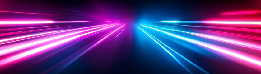 A vibrant display of neon light streaks, contrasting pink and blue hues, creates a dynamic and futuristic scene.