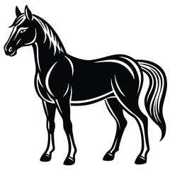 Black horse vector illustration silhouette on white background running galloping horse