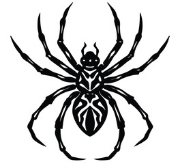 Black spider isolated on white background vector illustration of spider symbol and design