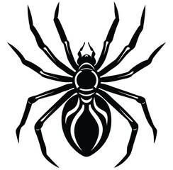 A stylized black arachnid vector design on a white background for a scary tattoo or a Halloween icon