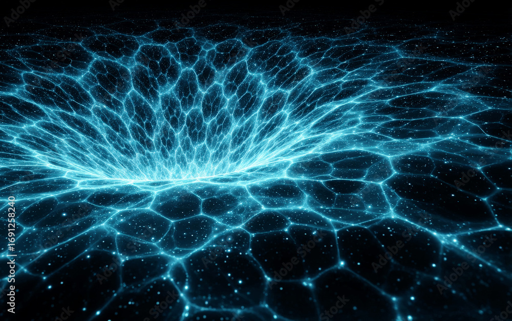 Fototapete vibrant blue abstract fractal pattern with complex neural-like structures