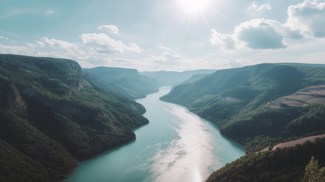 River landscape, natural landscape, sunset, sunrise, greenery