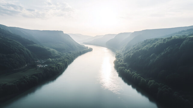 River landscape, natural landscape, sunset, sunrise, greenery