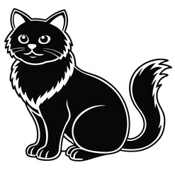 Black and white cartoon cat vector illustration