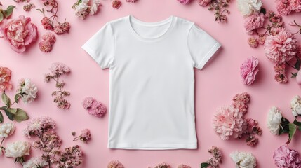 Womens T-Shirt Mockup With Flowers