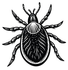A vector illustration of a black spider on a white background, perfect for a tattoo or halloween design symbol
